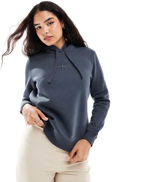 Черно-коричневое худи с монограммой Calvin Klein Jeans