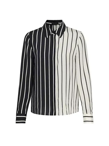 Шелковая рубашка Willa с цветными блоками Alice + Olivia, цвет vertical palazzo stripe black