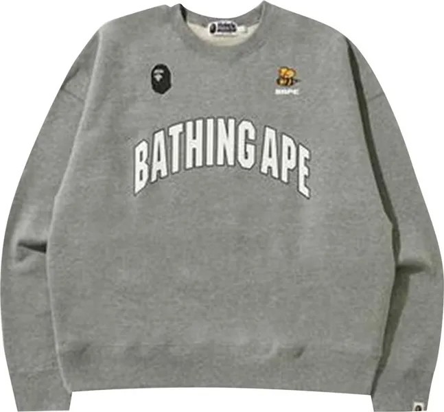 Толстовка BAPE Busy Works Loose Fit College Crewneck 'Grey', серый