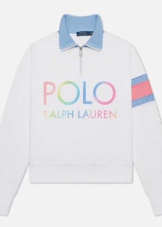 Женская толстовка Polo Ralph Lauren Ombre Logo Fleece Quarter-Zip, цвет белый, размер S