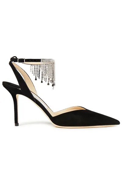 Замшевые туфли Birtie 85, украшенные кристаллами JIMMY CHOO, черный