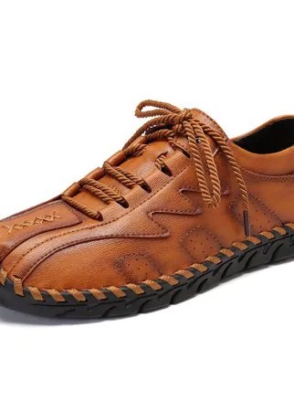 Menico Classic Мужские нескользящие туфли с ручной вышивкой Soft Кожаные туфли на шнуровке