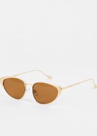 Солнцезащитные очки «кошачий глаз» в золотистой металлической оправе Nali-Золотистый