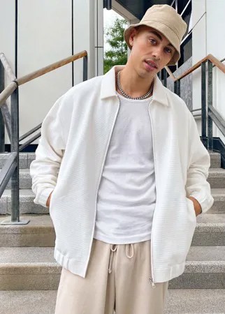 Белая трикотажная oversized-куртка в рубчик ASOS DESIGN-Белый