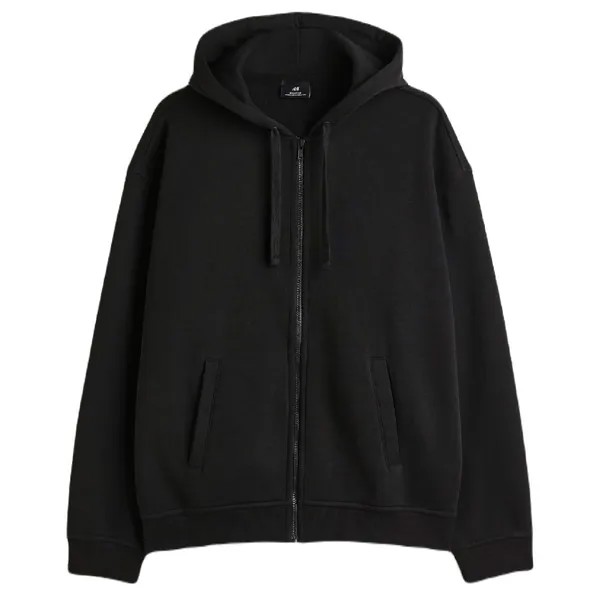 Худи H&M Relaxed Fit Hooded Jacket, черный