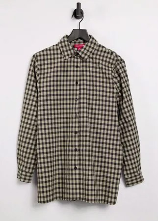 Рубашка в стиле oversized в черно-белую клетку Urban Threads-Черный цвет