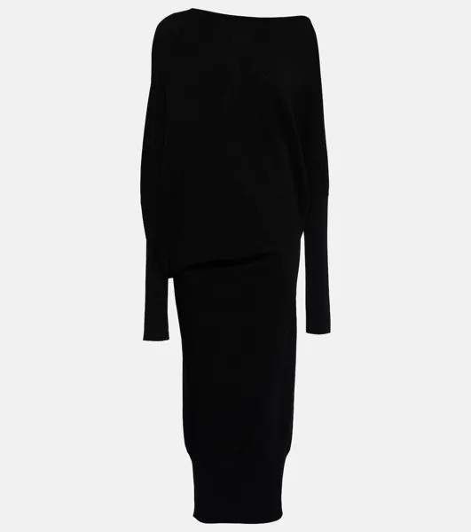 Платье-Свитер из джерси с драпировкой Wolford, черный
