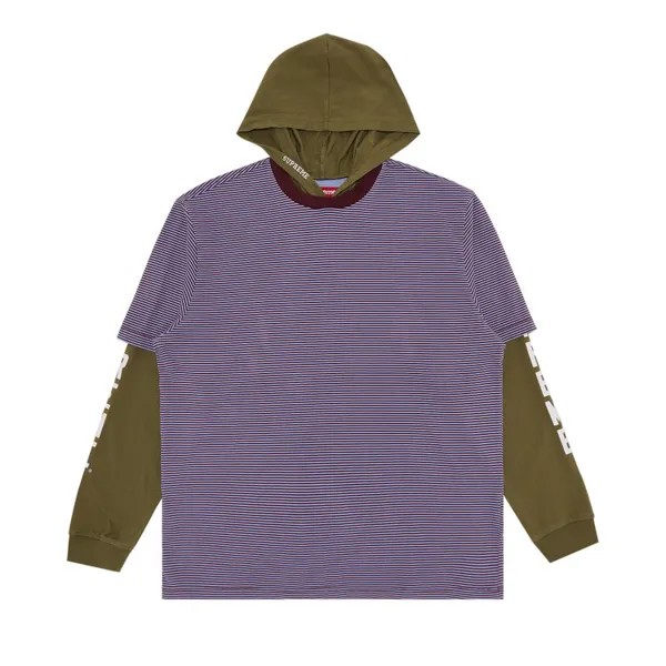 Топ Supreme Layered Hooded Long-Sleeve Top, зеленый