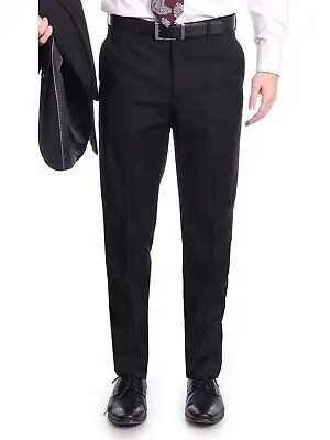 Raphael Классический крой однотонные черные моющиеся классические брюки с плоской передней частью и предварительно подшитыми краями