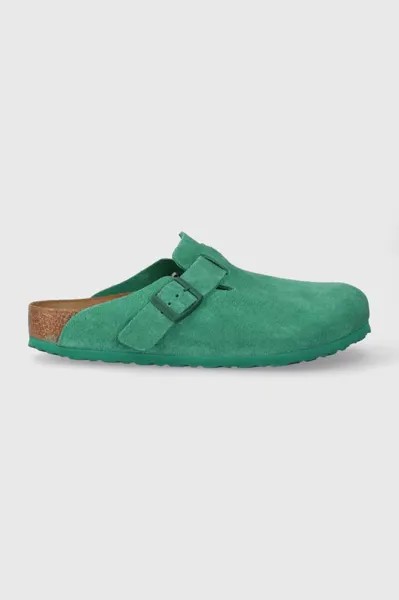 Замшевые шлепанцы Birkenstock, зеленый