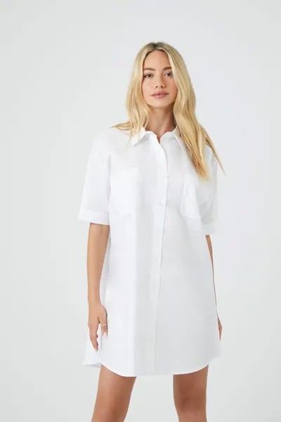Платье-рубашка мини из поплина Forever 21, белый