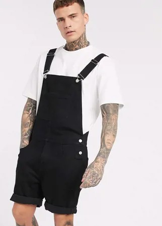 Черный джинсовый комбинезон с шортами ASOS DESIGN-Черный цвет