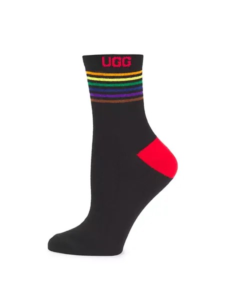 Носки Teslin в полоску из хлопковой смеси четверти Ugg, цвет rainbow