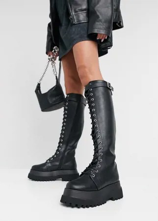 Черные высокие ботинки на массивной подошве со шнуровкой ASOS DESIGN Camera-Черный