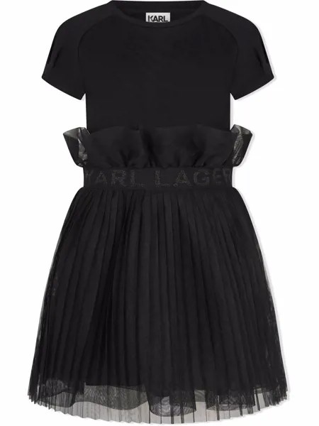 Karl Lagerfeld Kids платье миди с оборками и плиссировкой