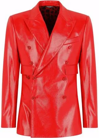Dolce & Gabbana костюм из искусственной кожи с двубортным пиджаком