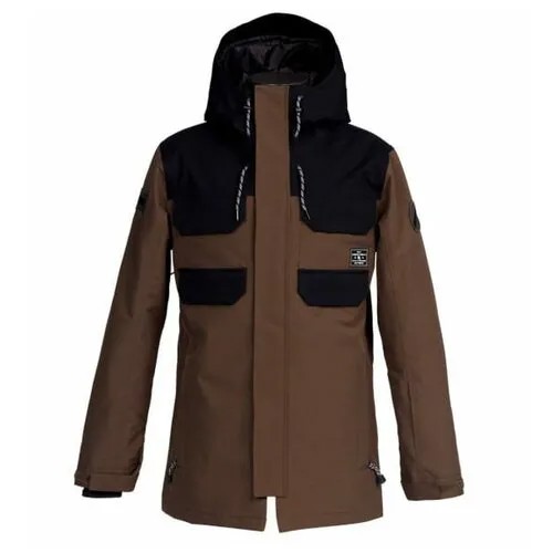 Куртка DC Shoes для сноубординга, карманы, регулируемый капюшон, пояс/ремень, внутренние карманы, размер M, коричневый