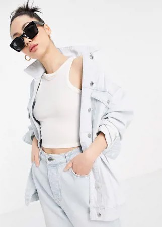 Выбеленная джинсовая oversized-куртка из смесового органического хлопка ASOS DESIGN-Голубой