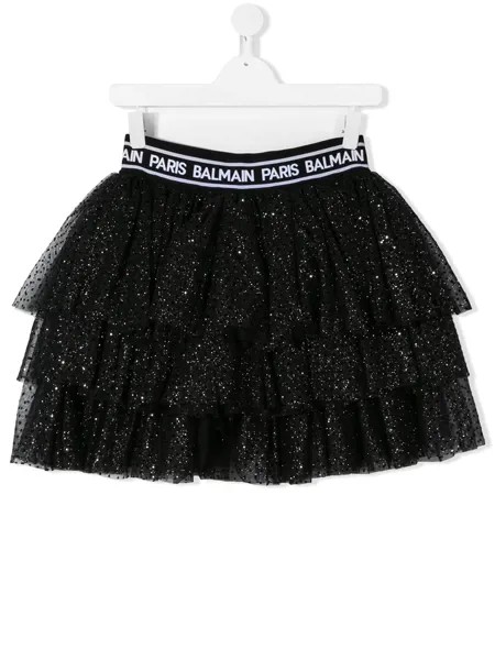Balmain Kids юбка из тюля с блестками