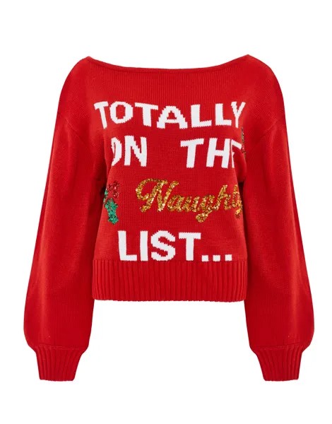 Свитер Threadbare Weihnachts Naughty List, красный