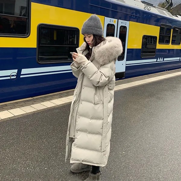 Куртки FAKUNTN, длинная Корейская зимняя пуховая женская куртка, 90% утиного пуха, куртка-бомбер, верхняя одежда, пальто, базовая Украина