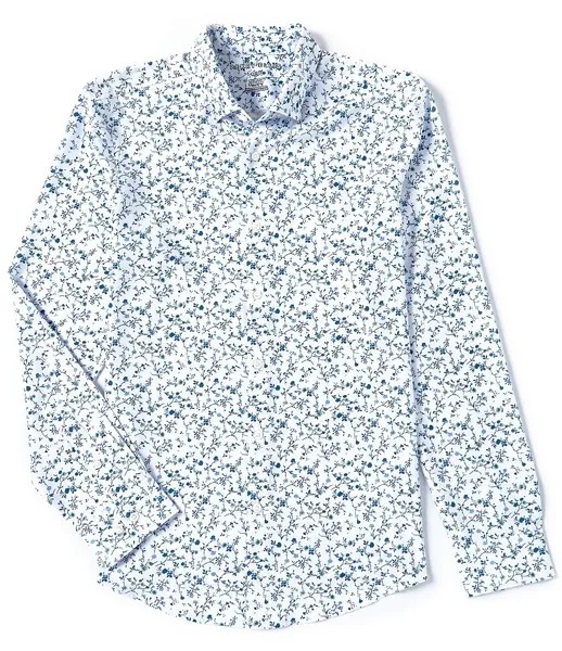 Perry Ellis Slim Fit эластичная тканая рубашка с цветочным принтом и длинными рукавами, цветочный