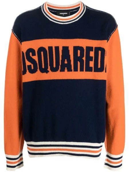 Dsquared2 джемпер College вязки интарсия с логотипом, синий