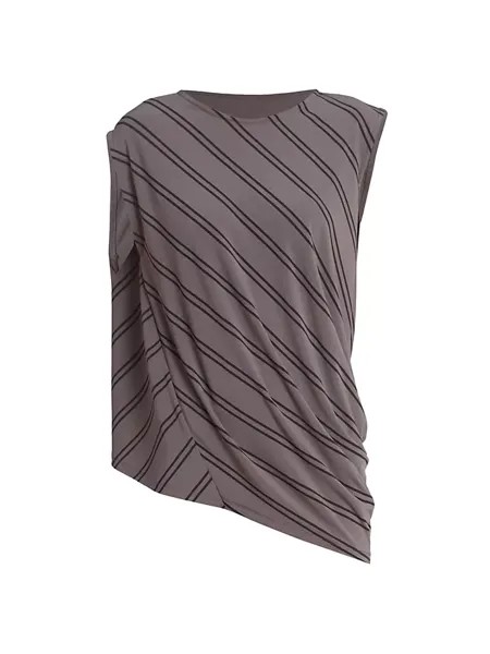 Драпированный трикотажный топ в полоску Issey Miyake, серый