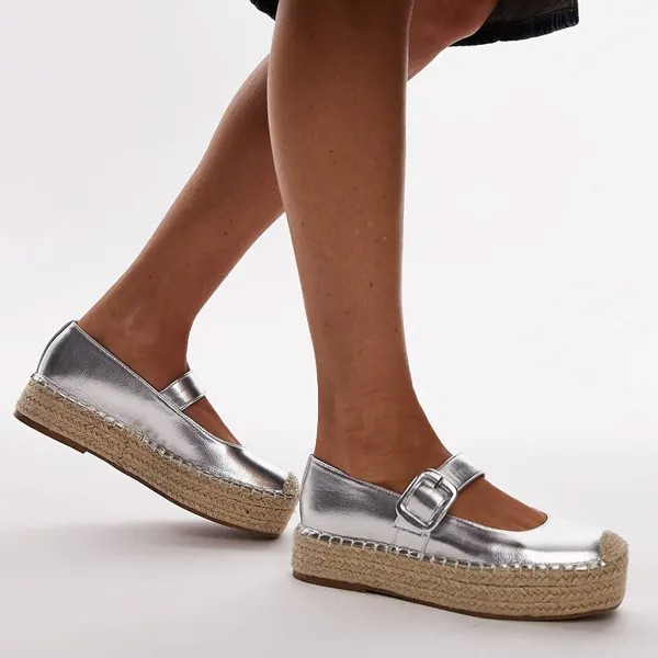 Эспадрильи Topshop Cherry Mary Jane, серебристый