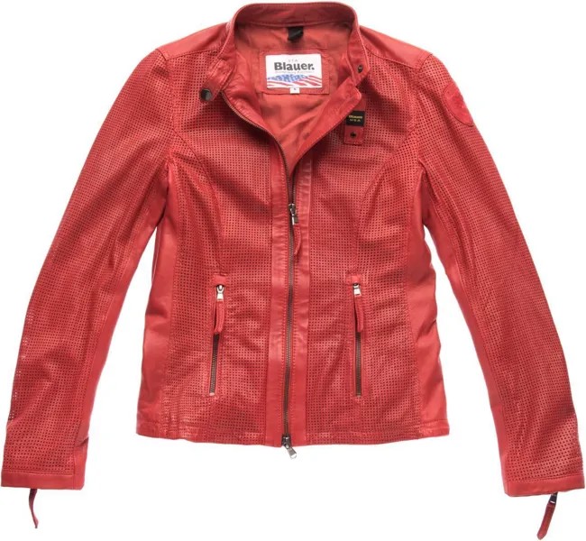 Женская мотоциклетная кожаная куртка Blauer USA Miller со стоячим воротником, красный
