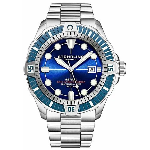 Наручные часы STUHRLING Aquadiver, серебряный, синий
