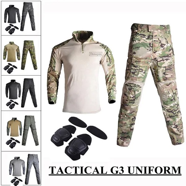 Тактическая Униформа, уличная одежда для страйкбола, пейнтбола, охоты, боевые костюмы, камуфляжные рубашки, брюки-карго, налокотники, наколе...
