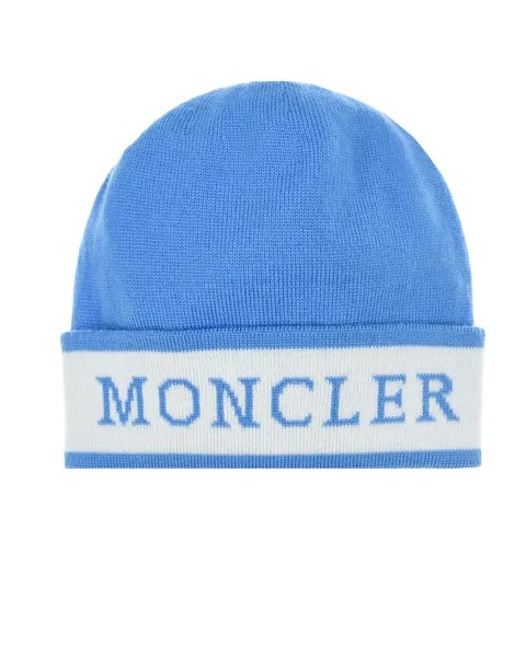 Голубая шапка с логотипом Moncler детская