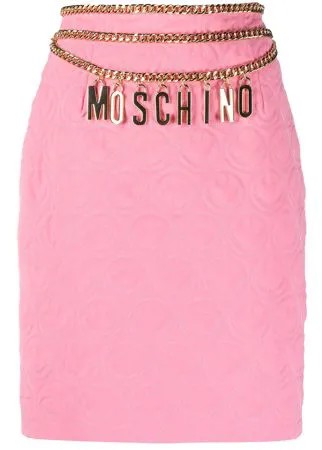 Moschino стеганая юбка-карандаш с поясом