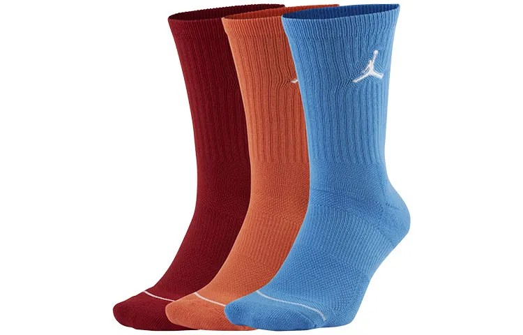 Спортивные носки Jordan унисекс на каждый день, 3 пары красных/оранжевых/синих