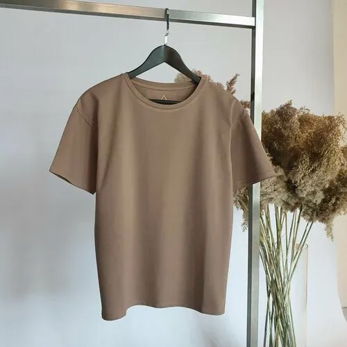 Футболка PIVOT, оверсайз, хлопок, размер XL-XXL, коричневый