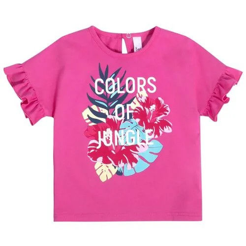 Хлопковая футболка с оборками на рукавах 262Л21-161-А Розовый 98