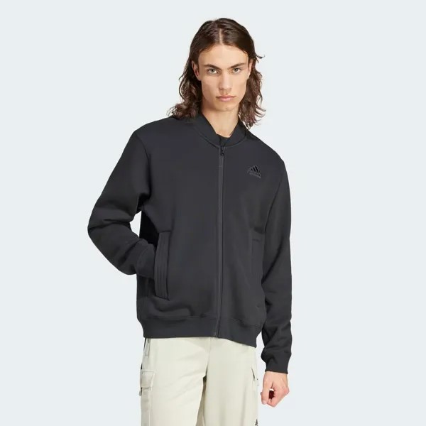 Флисовый бомбер Lounge с молнией Adidas, цвет Black