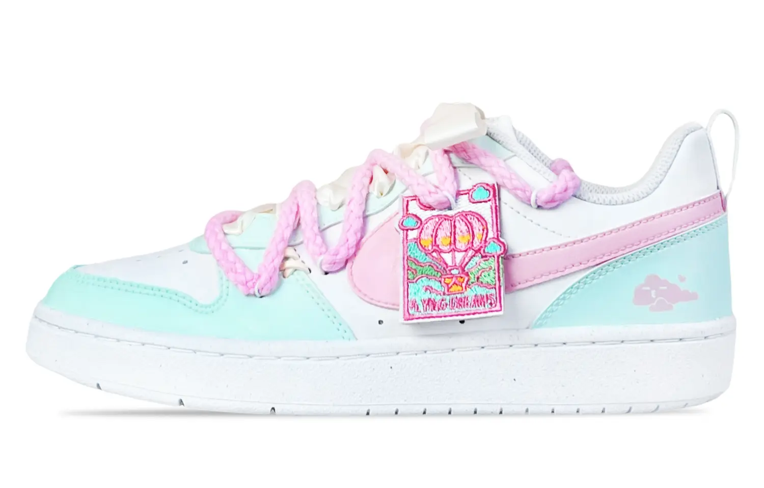 Кроссовки Nike Court Borough Skateboarding Shoes Women's Low-top Cyan/pink/white, светло-зеленый