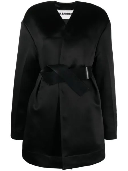 Jil Sander пуховик с поясом, черный