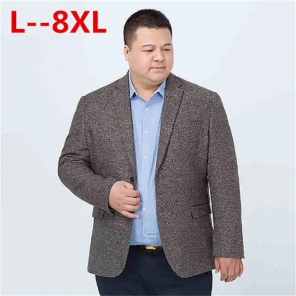 Мужской вязаный пиджак, повседневный свободный пиджак, винтажный пиджак, пальто, 10XL, 8XL, 6XL, 5XL