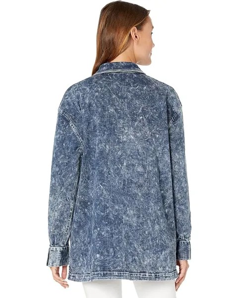 Рубашка Norma Kamali Oversized Boyfriend NK Cargo Shirt, цвет Blue Acid Wash