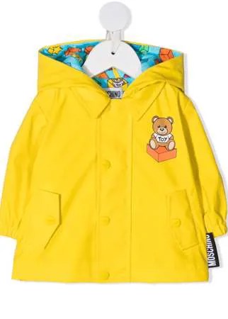 Moschino Kids плащ с капюшоном и графичным принтом