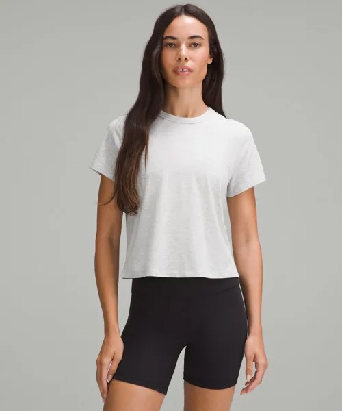 Футболка классического кроя из смесового хлопка Lululemon, серый