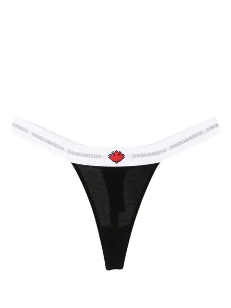 Dsquared2 трусы-стринги с логотипом, черный