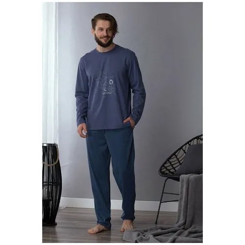 KEY mns 744 b21 пижама мужская со штанами L синий