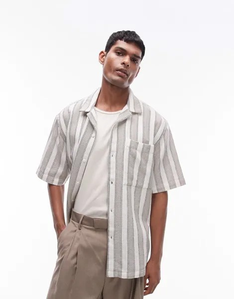 Текстурная рубашка в красочную полоску с короткими рукавами Topman