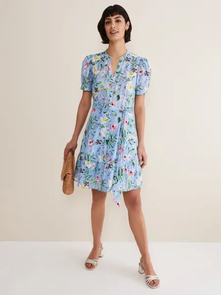 Платье-рубашка с цветочным принтом Phase Eight Velma, Синий/Мульти