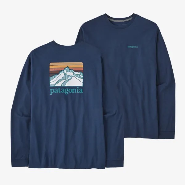 Мужская футболка с длинными рукавами и логотипом Ridge Responsibili-Tee Patagonia, лагом синий