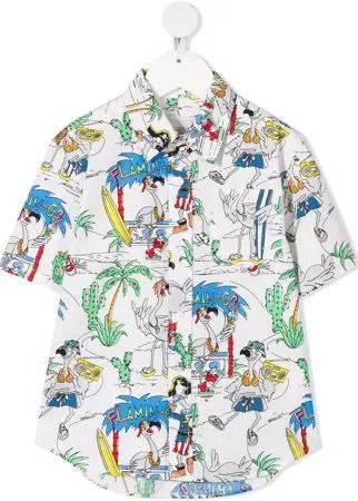 Stella McCartney Kids рубашка оверсайз Flamingo Land
